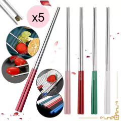 Set Juego De 5 Pares Palitos Chinos Acero Inoxidable Sushi