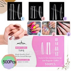 Tips Para Soft Gel Press On Paris Night X500 Nueva Caja Nail