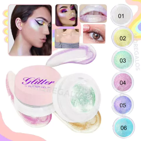 Iluminador X1 Glitter En Gel Efecto Humedo Rostro Multiusos