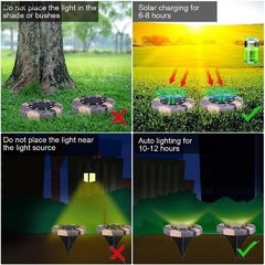 X6 Farol Estaca Con Panel Solar Recargable 12led Símil Piedra - M&Q REGALOS