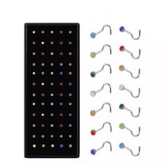 X40 Piercing Aro Nariz Strass Nostril Curvo Acero Quirúrgico - comprar online