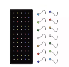 X40 Piercing Aro Nariz Strass Nostril Curvo Acero Quirúrgico - comprar online