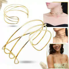 Collar Gargantilla 4 Linea Choker Centro Metal Ajustado Dama