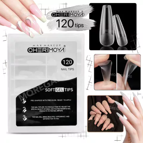 Tips Ballerina Para Soft Gel Y Press On Cherimoya X 120 Pre Limadas