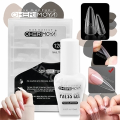 Combo Tips Para Soft Gel + Esmalte Gel Press On Cherimoya