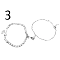 Pulsera Con Iman Dije Corazon Amistad Pareja Novios Acero - M&Q REGALOS