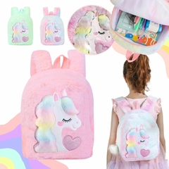 Mochila Unicornio Infantil Resistente Niñas Peluche Escolar
