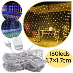 Red De 160 Luces Led Con Enchufe Navideñas Exterior Interior