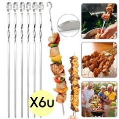Set X6 Palitos Pinches De Brochette Parrilla Acero Inoxidabl
