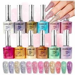 Semipermanente Reflectivo Laser Drill Con Glitter Uvled Uñas