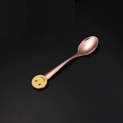 X3 Cucharita Para Postre Rosa Gold Emoji Acero Inoxidable - comprar online