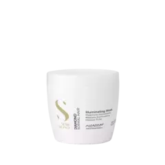 Envase de mascarilla iluminadora de la línea Semi di Lino Diamond de Alfaparf, ideal para cabellos normales.