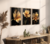 Quadro Trio - Flores Douradas - FDT1