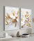Quadro Duplo Abstrato Minimalista Folhas Gold A-FM1