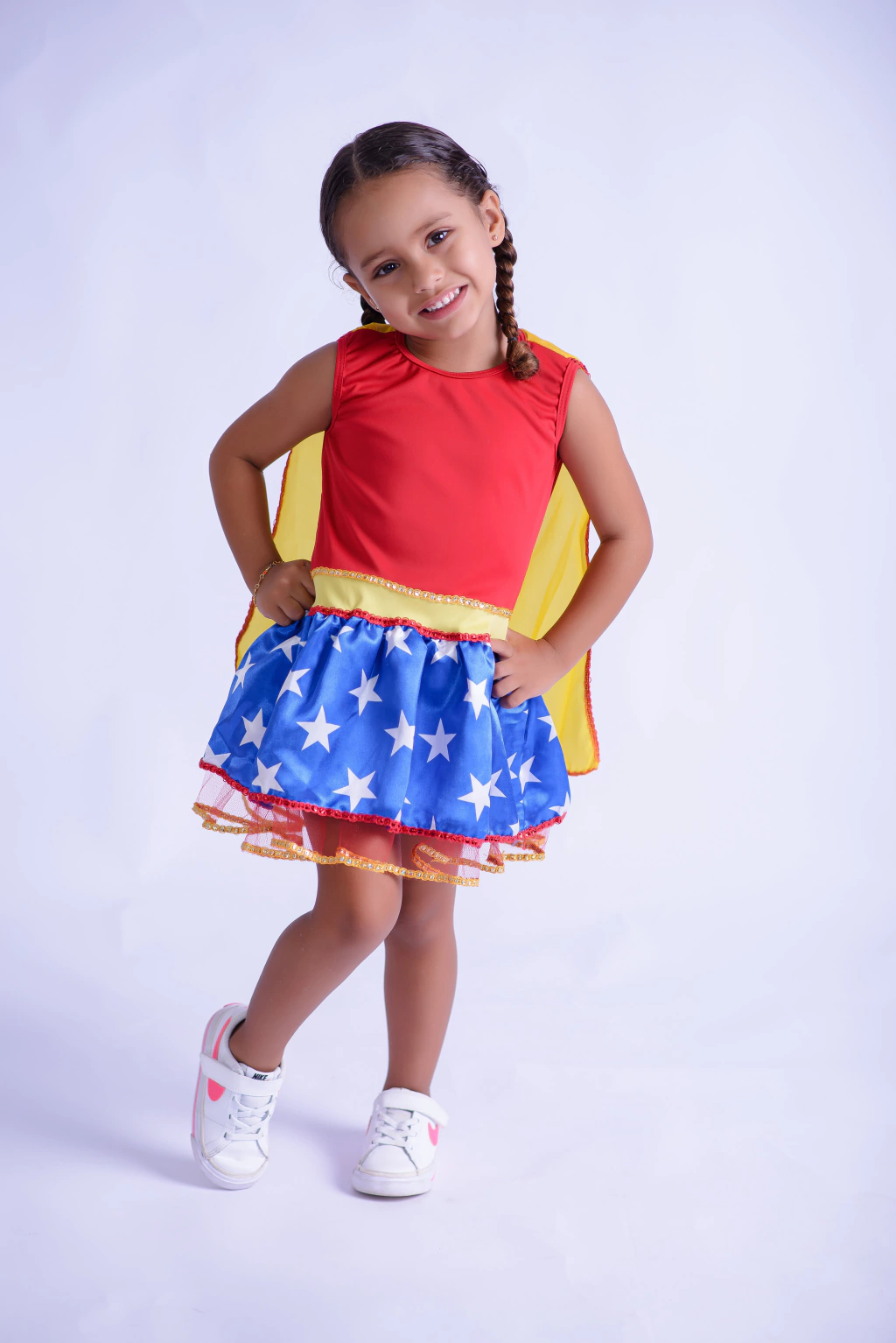 FANTASIA VESTIDO VERMELHO E SAIA DE ESTRELA