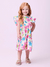 Vestido flores com babados maxi flor e borboletas