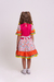 Vestido Junino Laranja Florido Com Borboleta - comprar online