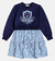 VESTIDO COM SAIA JACQUARD AZUL MARINHO
