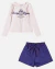 CONJUNTO BLUSA MANGA LONGA BEGE COM SHORTS