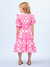 Vestido laise bordado e faixa rosa neon - comprar online