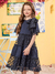 VESTIDO LAÇO DE TULE POA AZUL MARINHO