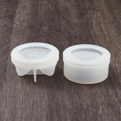 MOLDE SILICONA MINI CAJA CIRCULAR CON TAPA MOÑO - Doctor Obra Flores