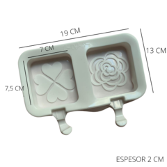 MOLDE SILICONA 2 PALETAS HELADO - FLORES - comprar online