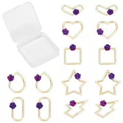 SET 28 BISELES DORADOS FORMAS GEOMETRICAS CON ROSA