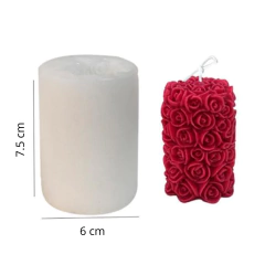 MOLDE SILICONA CILINDRO DE ROSAS RELIEVE VELON VELA - comprar online