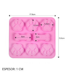 MOLDE SILICONA PLANCHA 6 HUELLITAS Y 2 HUESOS - comprar online