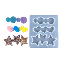 MOLDE SILICONA PLANCHA HEBILLA NUBE, CORAZON Y ESTRELLA