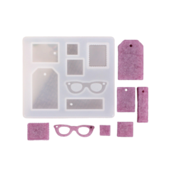 MOLDE SILICONA PLANCHA 7 DIJES CUADRADOS Y LENTES - comprar online