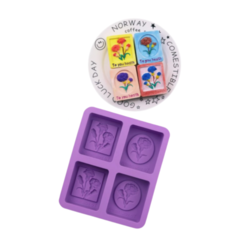 MOLDE SILICONA 4 JABONES RECTANGULAR ROSAS Y FRASES
