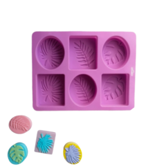 MOLDE PLANCHA 6 JABONES RECTANGULO HOJAS