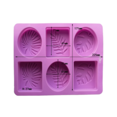 MOLDE PLANCHA 6 JABONES RECTANGULO HOJAS - comprar online
