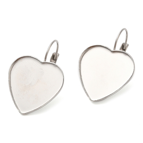 AROS COLGANTES CORAZON 20MM ACERO INOX PARA RELLENAR RESINA - PAR