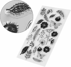 PLANCHA SELLOS DE SILICONA HOJAS MARIPOSA FLOR PLUMAS - Doctor Obra Flores