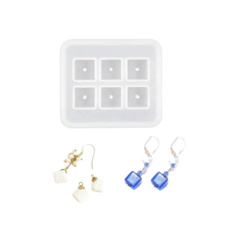 MOLDE SILICONA PLANCHA 6 CUADRADOS CON AGUJERO