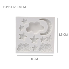 MOLDE SILICONA ESTRELLAS NUBES Y LUNA - comprar online
