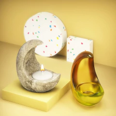 MOLDE DE SILICONA PORTA VELA MEDIA LUNA 3D - comprar online