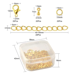KIT ARMAR MOSQUETON CADENA ARGOLLA TERMINAL X 80 UNI DORADO - comprar online
