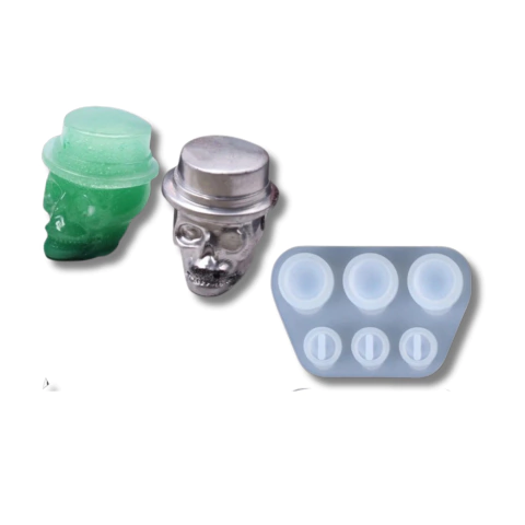 MOLDE SILICONA 6 DIJES MOSTACILLAS CALAVERA CON GALERA MINI Y MEDIUM