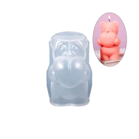 MOLDE SILICONA OSO ABRAZANDO CORAZON 3D