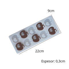 MOLDE SILICONA 10 MANZANAS CON CORAZON - PLANO - comprar online