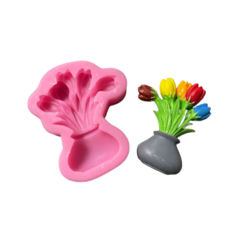 MOLDE SILICONA MACETA CON FLORES