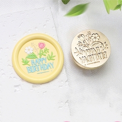 SELLO DE LACRE FELIZ CUMPLEAÑOS FLORES X 2,5 CM - comprar online