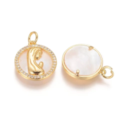DIJE VIRGEN NIÑA STRASS BASE NACARADA DORADO BAÑADO EN ZIRCONIA - tienda online
