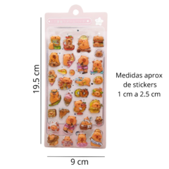 PLANCHA STICKER AUTOADHESIVO 3D RELIEVE CRISTAL CAPIBARA CARPINCHO - Doctor Obra Flores
