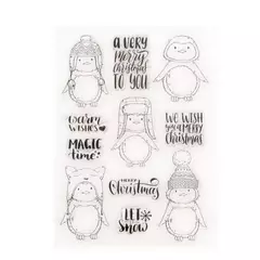 PLANCHA SELLOS DE SILICONA 5 PINGUINOS