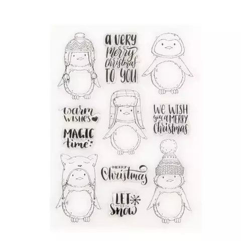 PLANCHA SELLOS DE SILICONA 5 PINGUINOS